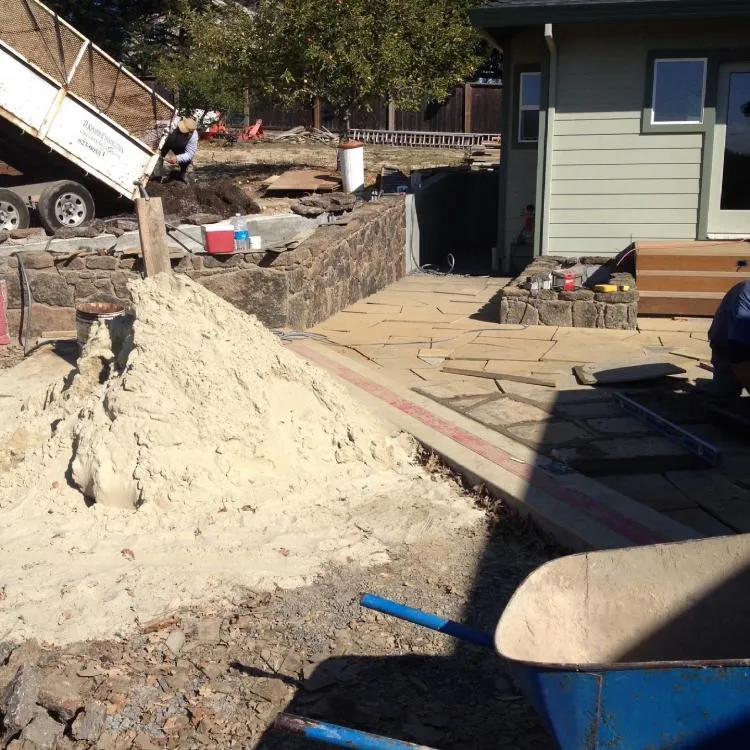 Flagstone patio & stone wall (in progress)