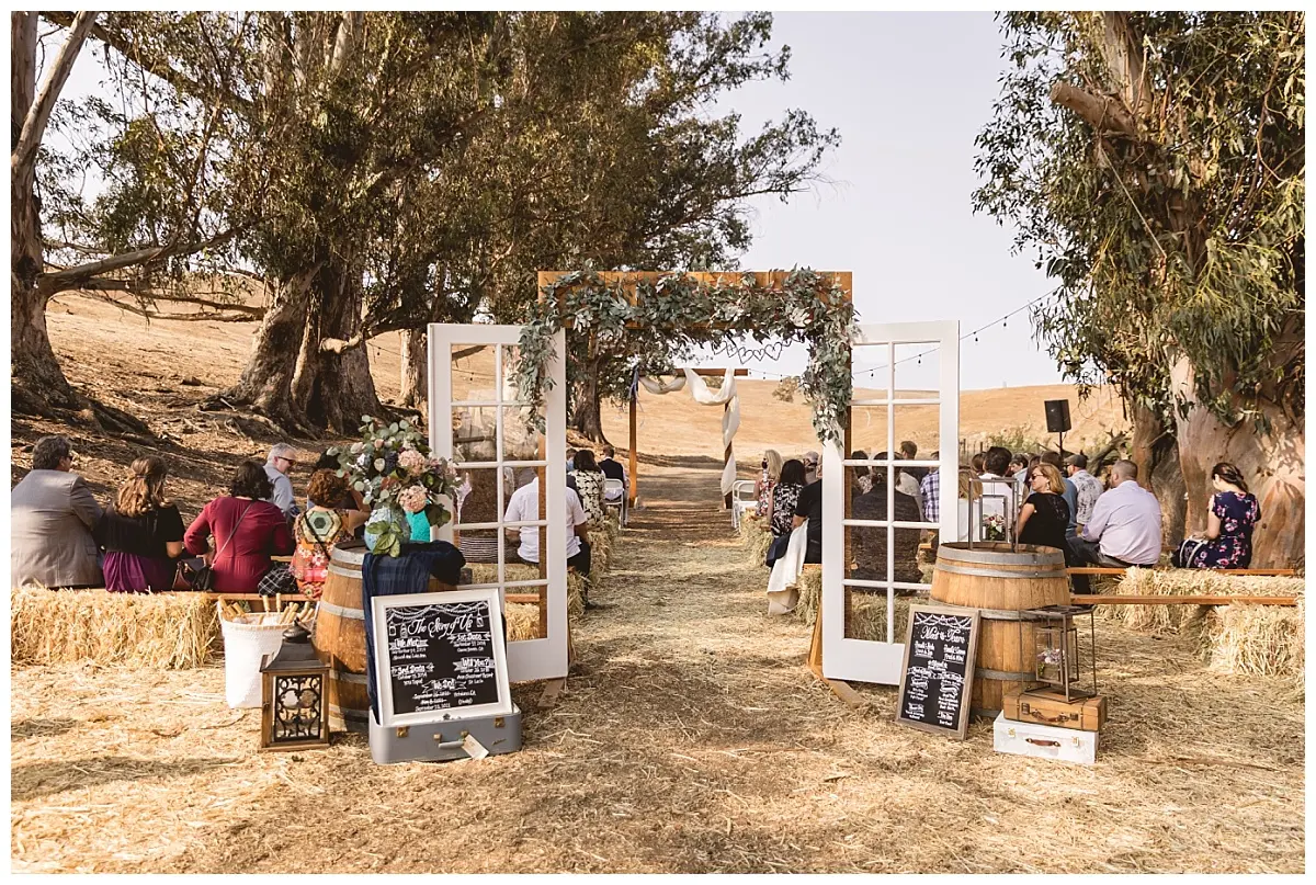 Vintage frames, hay bales and décor set against the Sonoma hills