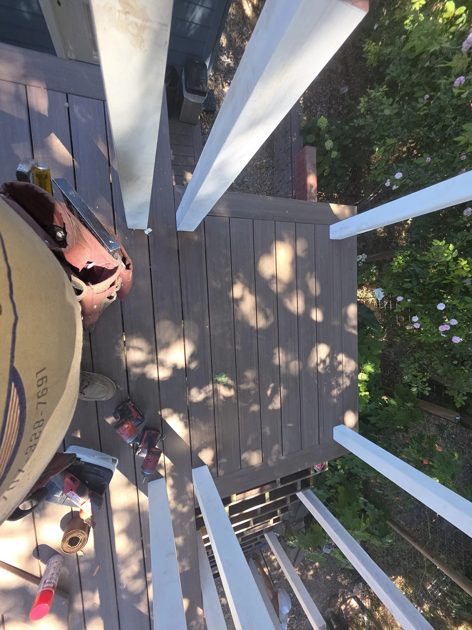 Finished elevated deck with cable railing built by Grech Family Construction in Sonoma County