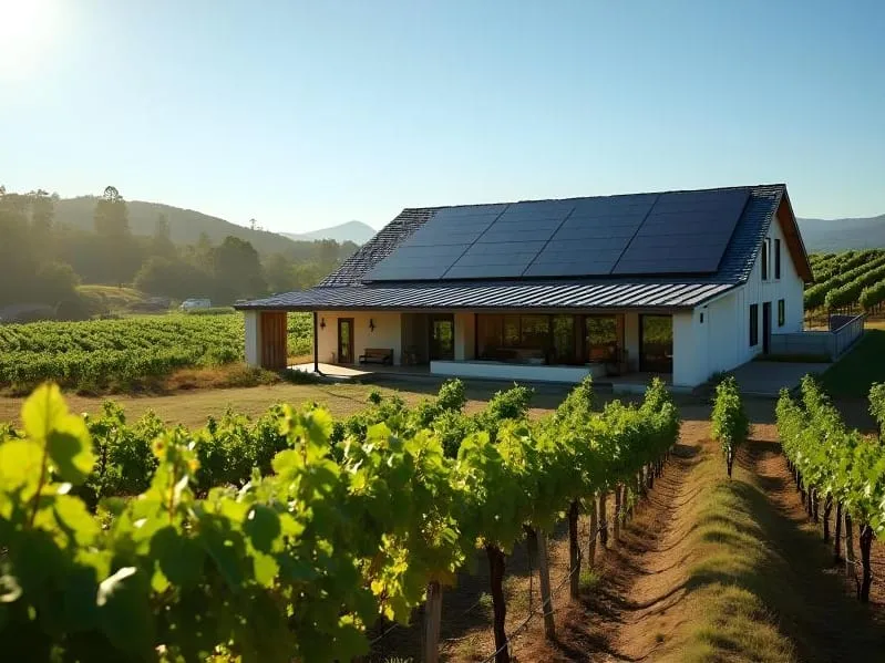 A modern home with rooftop solar in wine country
